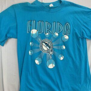 VTG 1994 Florida Marlins Baseball T-Shirt Competitor Miami Fish Teal Size XL